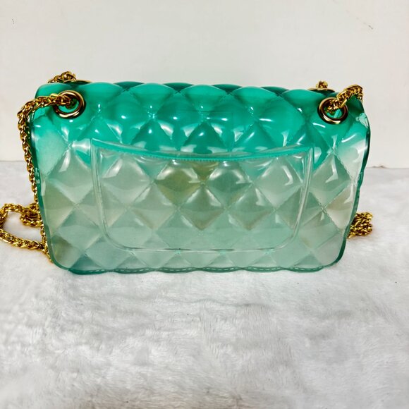 Caleesa Y2K Quilted Ombre Green Jelly Crossbody/Shoulder Small Purse/Handbag Gol - Picture 6 of 16